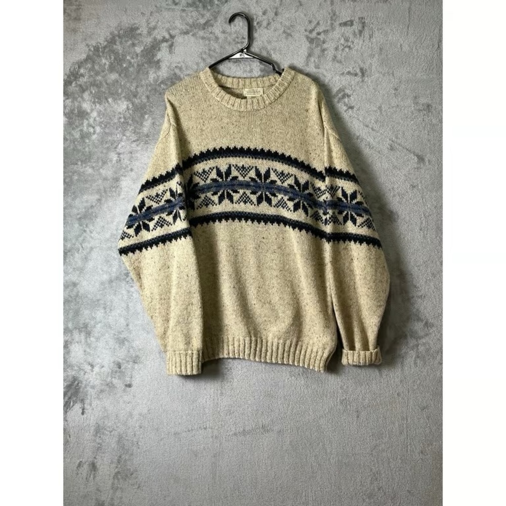 Men's Cream Fair Isle Knit Sweater - Unbranded